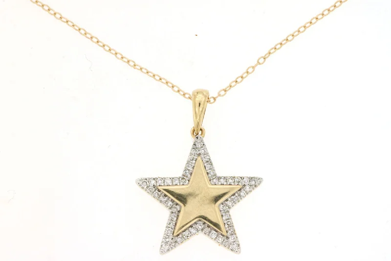 elegant charm necklaces for women -Pavé Outline Star Necklace