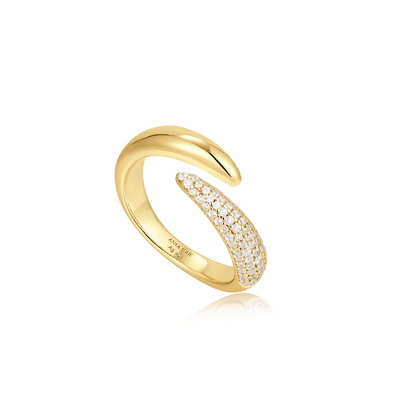 art deco rings for women -Ania Haie Gold Sparkle Wrap Adjustable Ring