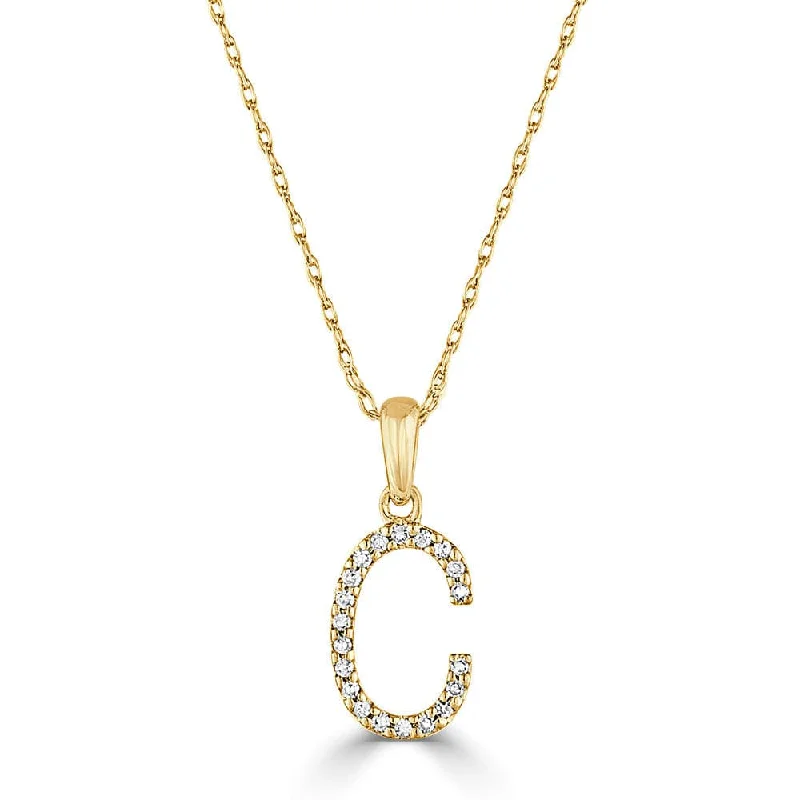 delicate chain necklaces for women -14k Gold & Diamond Initial Necklace- C