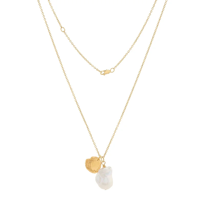 unique gemstone necklaces for women -Ula pearl Gold Plated Necklace w. Pearl