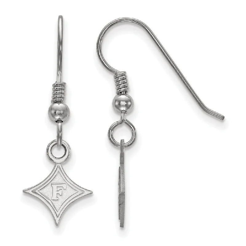 sterling silver drop earrings for women -Sterling Silver Furman University XS (Tiny) Dangle Wire Earrings