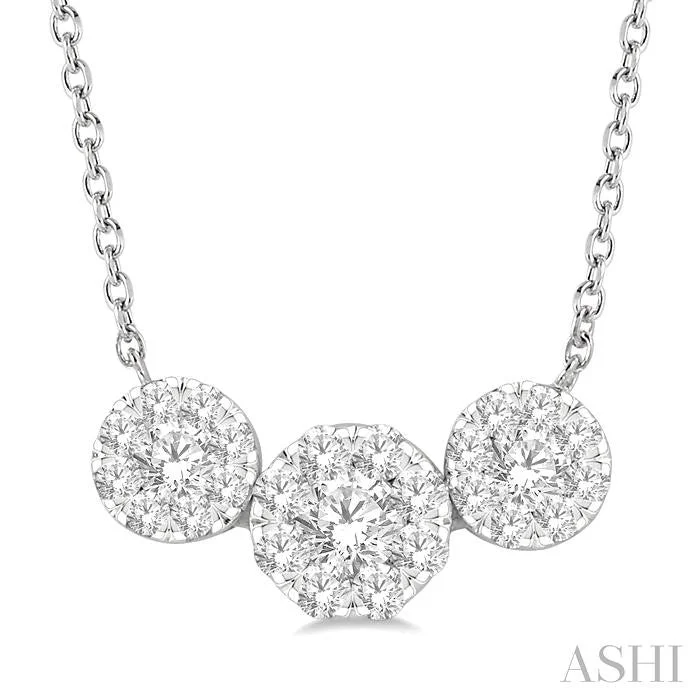 gold necklaces for women -ROUND SHAPE PAST PRESENT & FUTURE LOVEBRIGHT ESSENTIAL DIAMOND NECKLACE