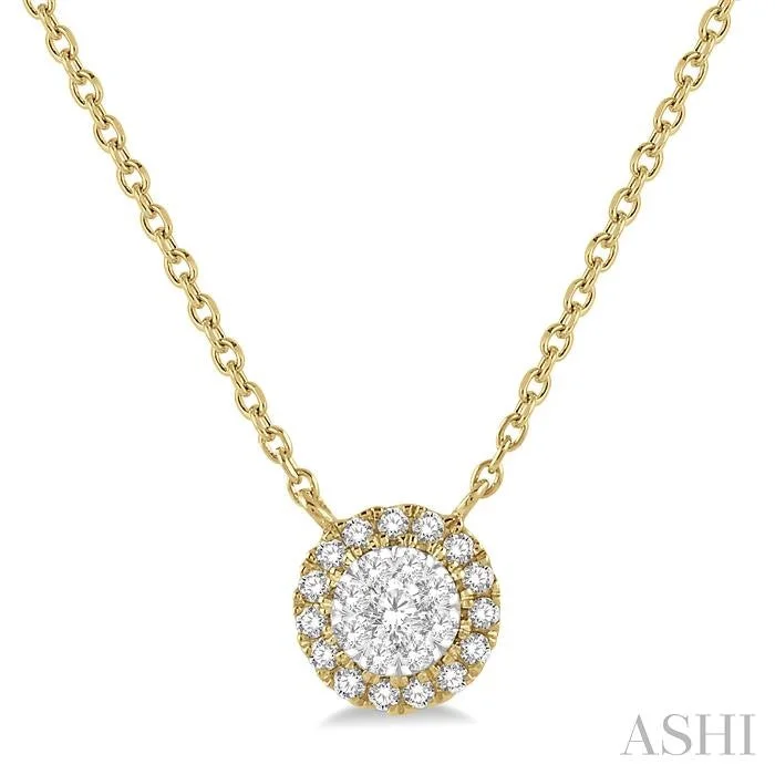 simple chain necklaces for women -ROUND SHAPE HALO LOVEBRIGHT ESSENTIAL DIAMOND PENDANT