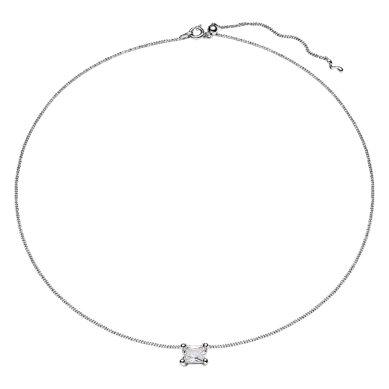 romantic necklaces for women -Roppongi Drop Silver Necklace w. Zirconia