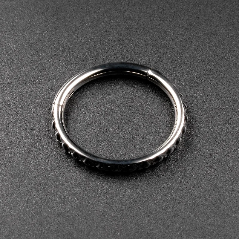 classic rings for women -Quilted Titanium Hinged Segment Ring