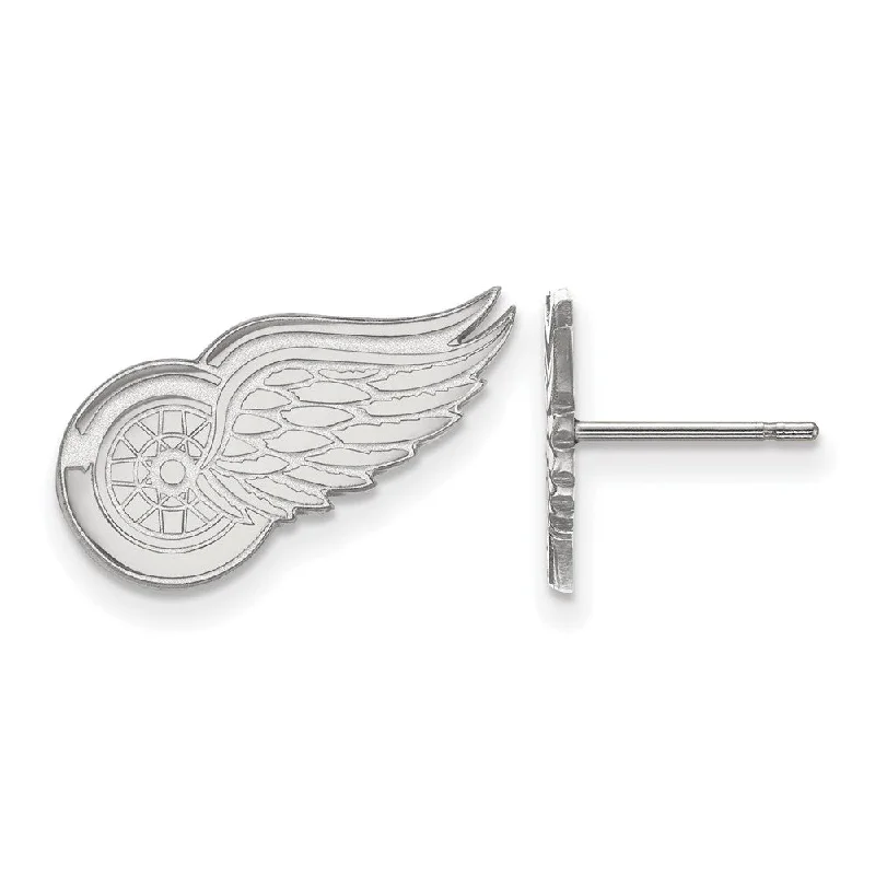 luxury silver earrings for women -Sterling Silver NHL Detroit Red Wings Small Post Earrings