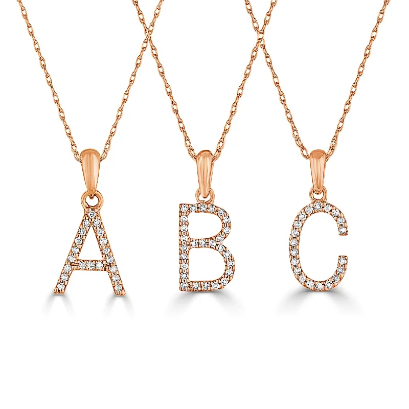 colorful necklaces for women -14k Rose Gold & Diamond Initial Necklace