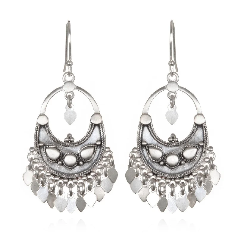 custom earrings for women -Silver Veils - Petal Chandelier Earrings