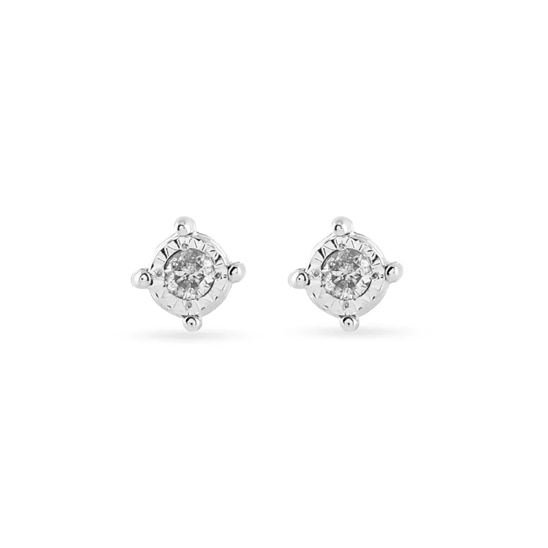 custom name earrings for women -Children's Miracle Solitaire Stud Earrings with 0.03ct of Diamonds in 9ct Yellow Gold