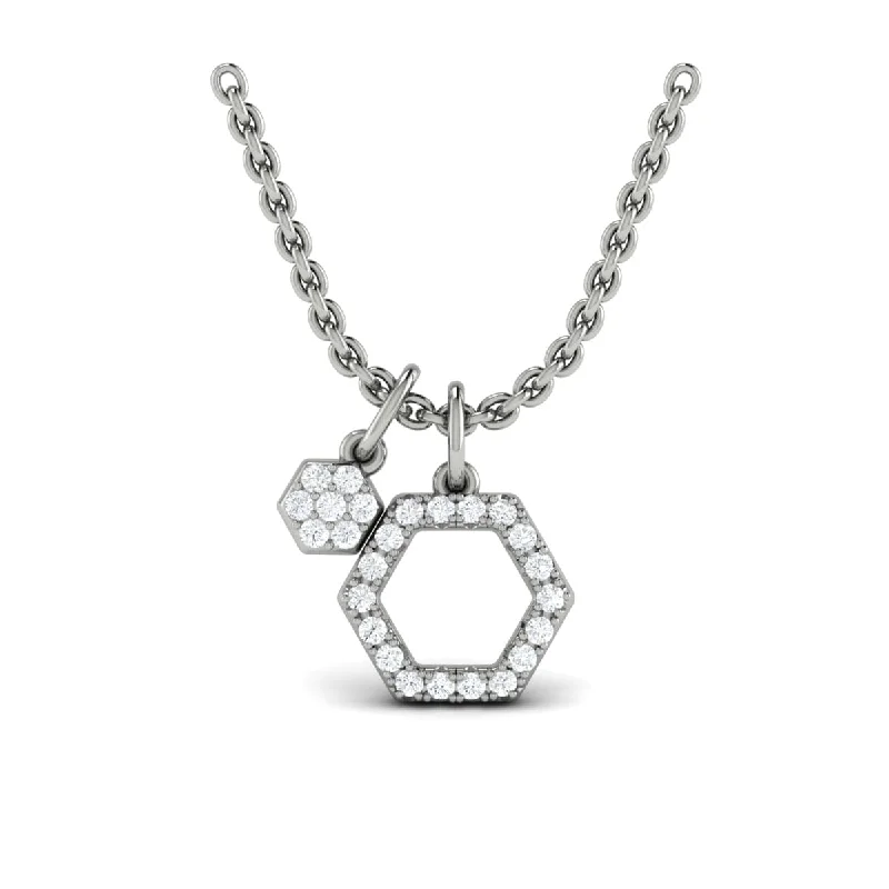 infinity necklaces for women -Diamond Open Honeycomb  with Mini Diamond Honeycomb Charm Pendant Necklace