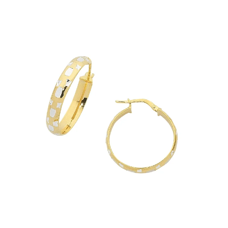 custom earrings for women -9ct Yellow Gold Silver Infused Diamond Cut Hoop Earrings