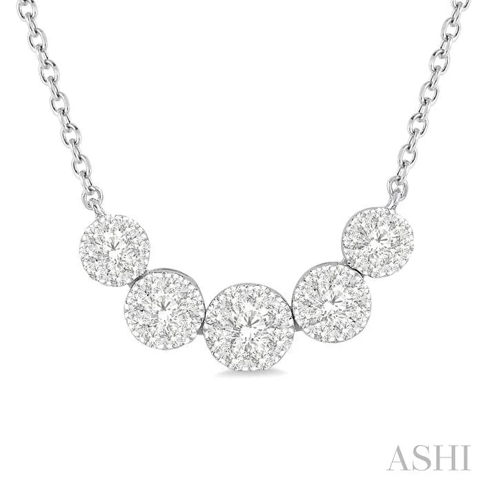 wedding necklaces for women -ROUND SHAPE 5 STONE LOVEBRIGHT ESSENTIAL DIAMOND SMILE NECKLACE