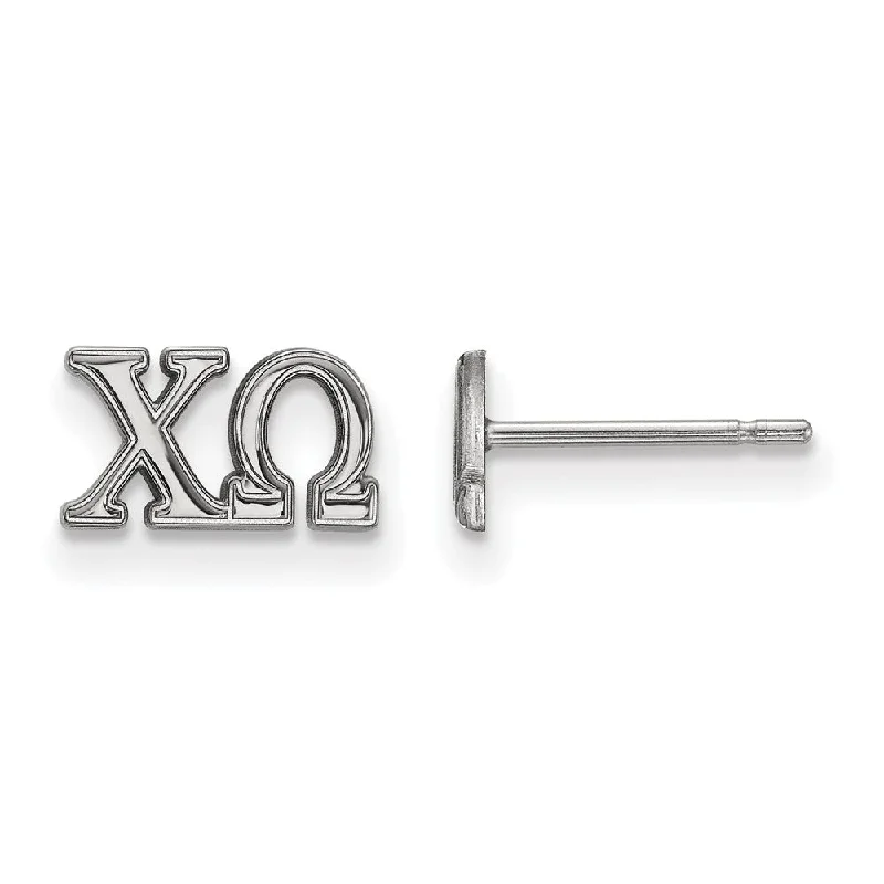 rose gold earrings for women -Sterling Silver Chi Omega XS Post Earrings