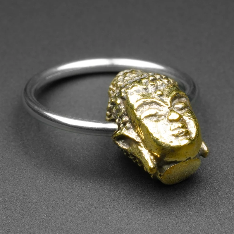 stackable engagement rings -Buddha Brass & Surgical Steel BCR Ball Closure Ring