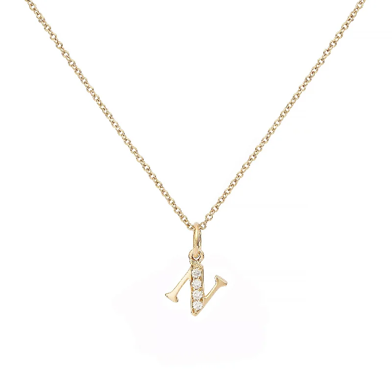 large pendant necklaces for women -Love Letter N 18K Gold Necklace w. Diamonds