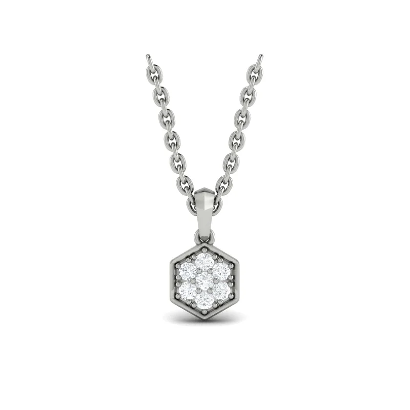 romantic necklaces for women -Diamond Cluster Honeycomb Pendant Necklace