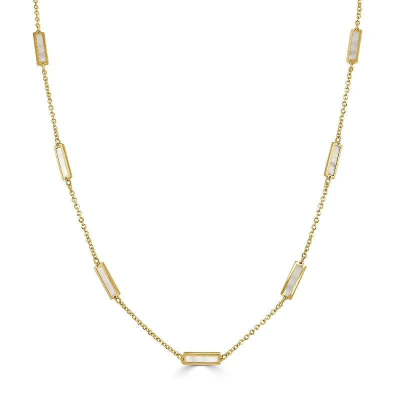 colorful necklaces for women -14k Gold & Pearl Station Necklace