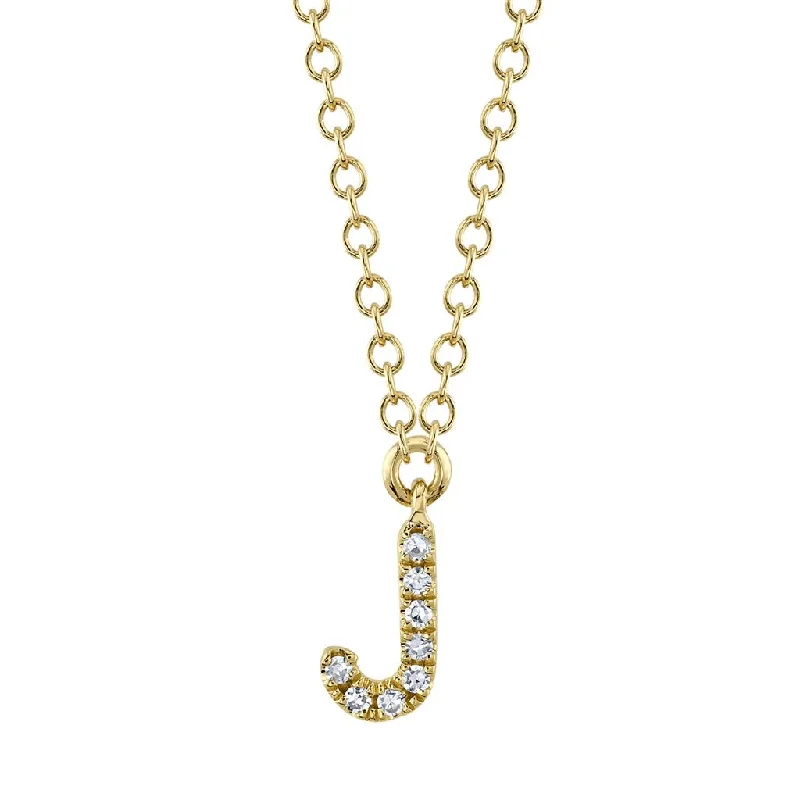 timeless gold necklaces for women -Shy 14Ky Diamond "J" Pendant Necklace