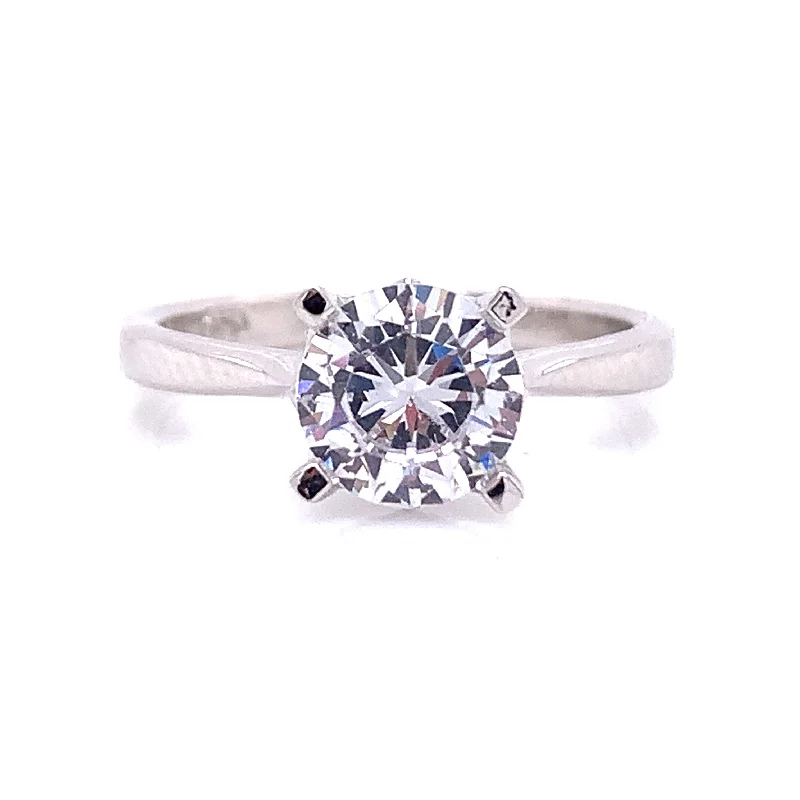 custom-designed wedding rings -Sterling Silver Cz Solitaire Ring