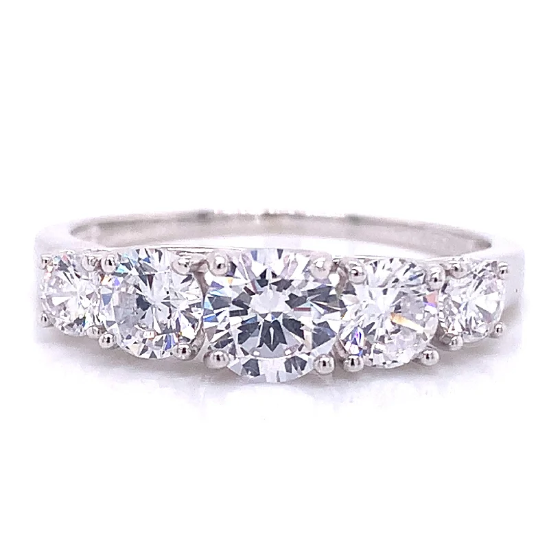 unique rings for women -Sterling Silver 5 Stone Cz Ring