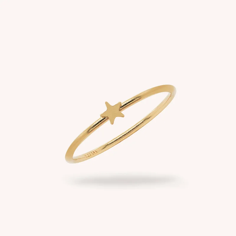 vintage wedding rings for women -14K Solid Gold Mini Star Ring