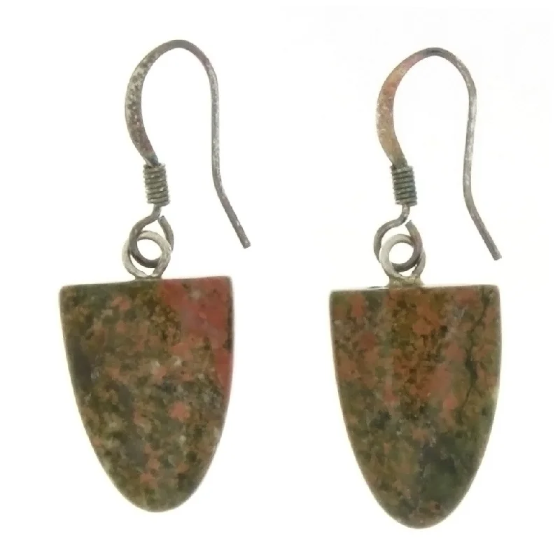 wedding diamond earrings for women -DROP UNAKITE TONGUE EARRINGS