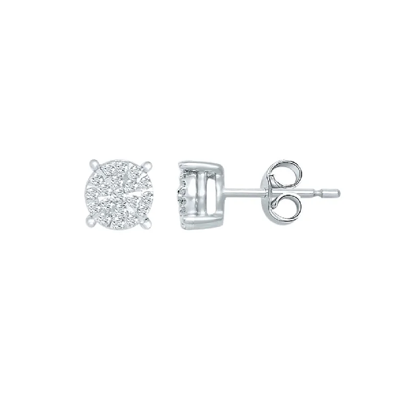 silver stud earrings for women -Earrings with 0.15ct of Diamonds in 9ct White Gold