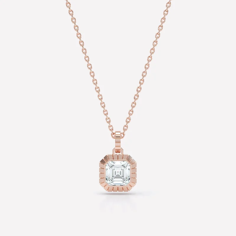 bridal necklaces for women -Eternity Engraved Asscher 18K Rosegold Necklace w. Lab-Grown Diamond