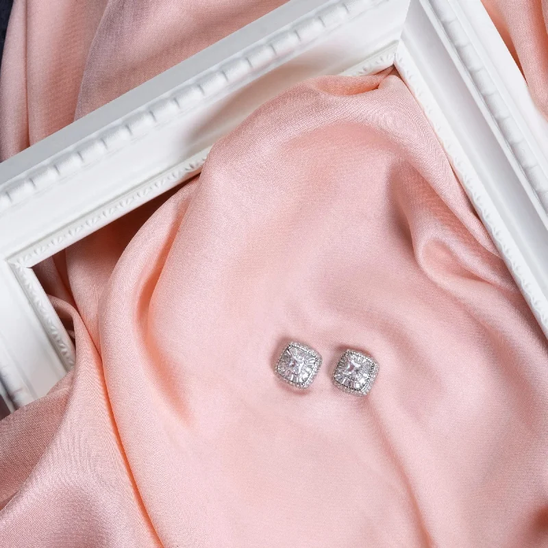 minimalistic earrings for women -Crystal Square Elegance Tops