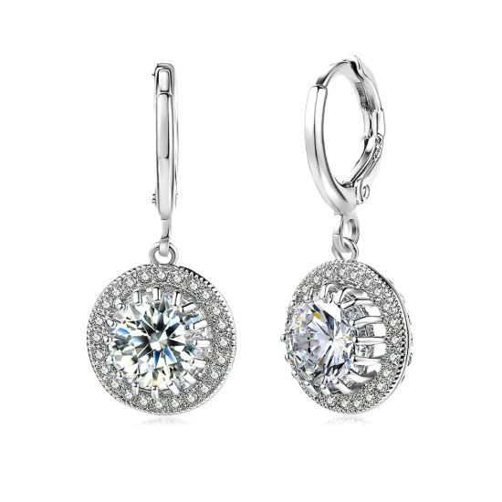 trendy earrings for women -Glorious Halo 2.4CTW Swiss CZ Drop Hoop Earrings for Women