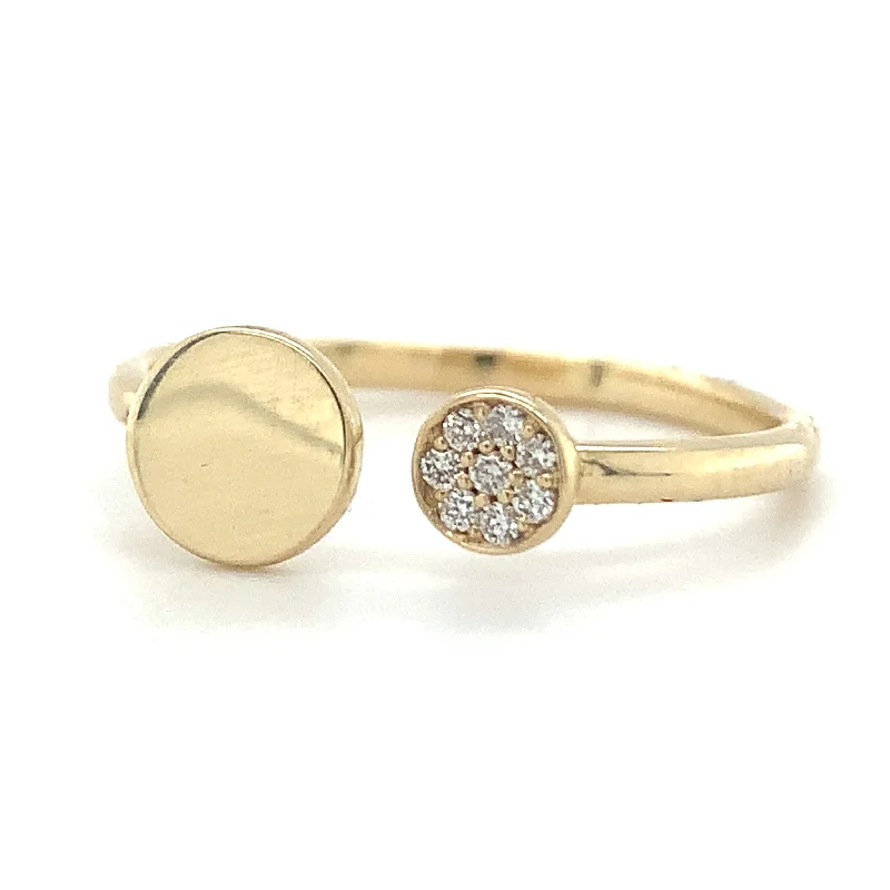 unique wedding rings for women -9ct Yellow Gold Open Diamond Set Double Disc Ring