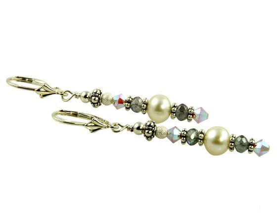 crystal drop earrings for women -Mystic Topaz Gemstone Pearl Earrings