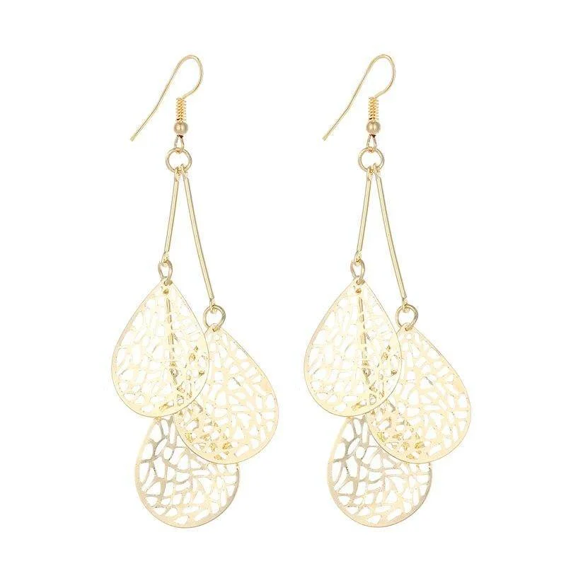 charm earrings for women -Dangling Mesh Drops Earrings in Gold or Silver for Women