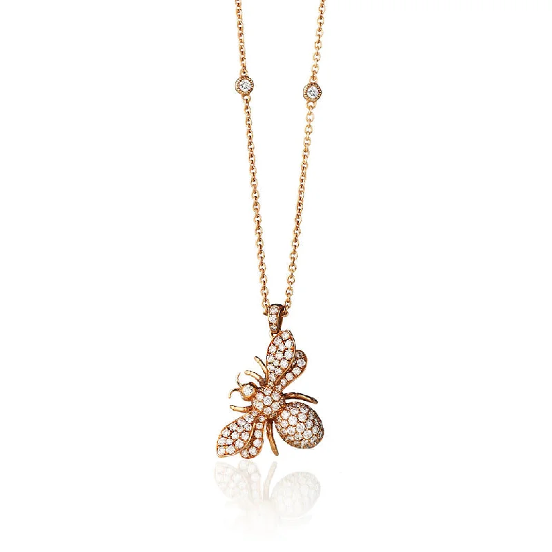 statement necklaces for women -Busy Bee Dream 18K Gold, Rosegold or Whitegold Necklace w. Diamonds