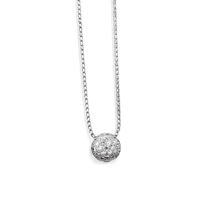 romantic pendant necklaces for women -Essence Small Pave Diamond Ball Pendant Necklace