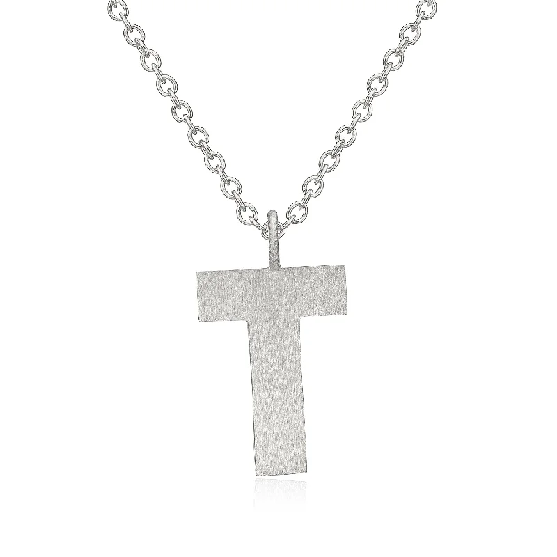 celestial necklaces for women -Letter T Silver Necklace