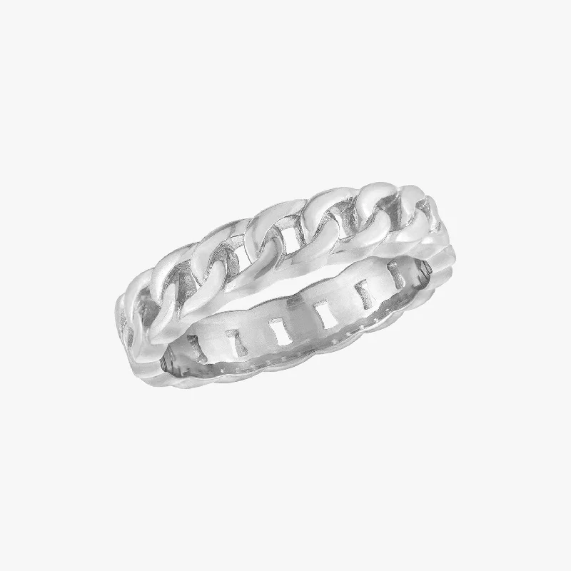 romantic engagement rings -Intertwined Silver Chain Ring