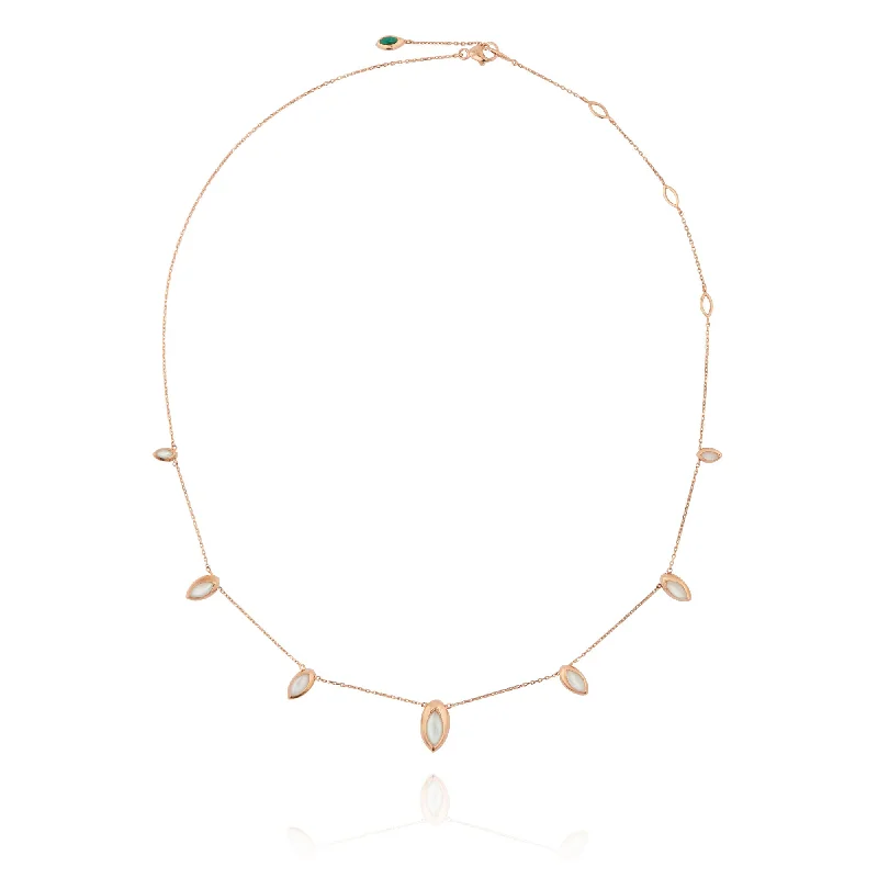 elegant chain necklaces for women -Swinging Chain 18K Rosegold Necklace w. Malachite & Pearl