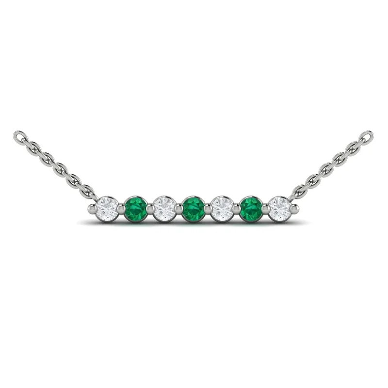 dainty necklaces for women -Diamond and Emerald  Bar Necklace