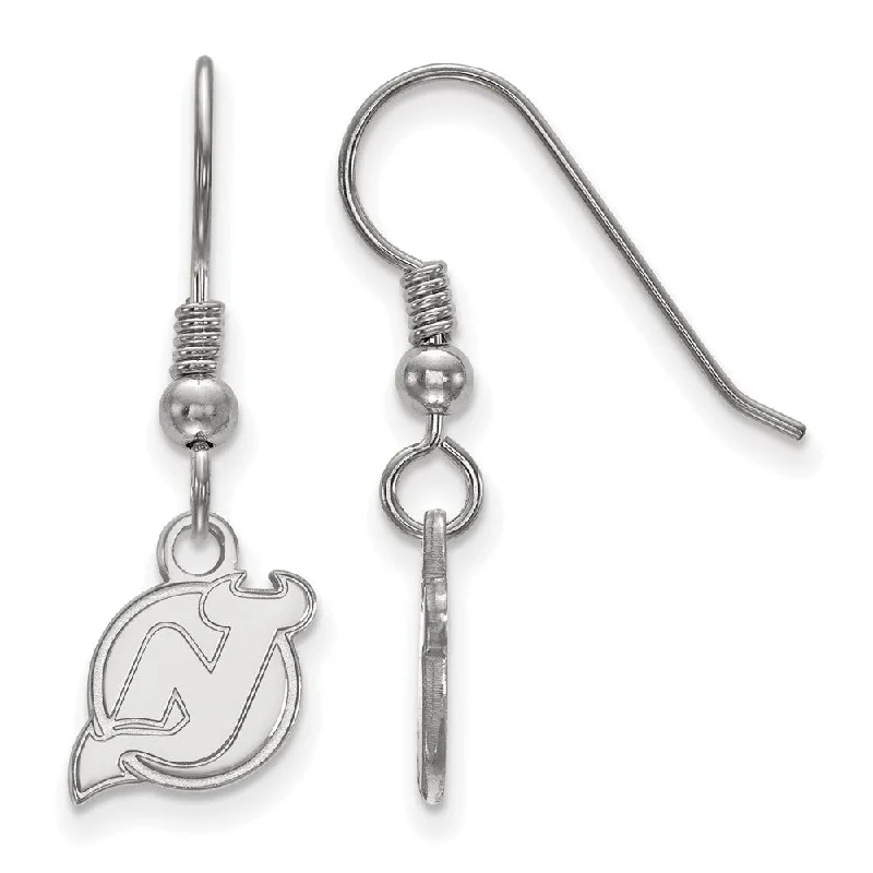 wedding drop earrings for women -Sterling Silver NHL New Jersey Devils XS Dangle Earrings