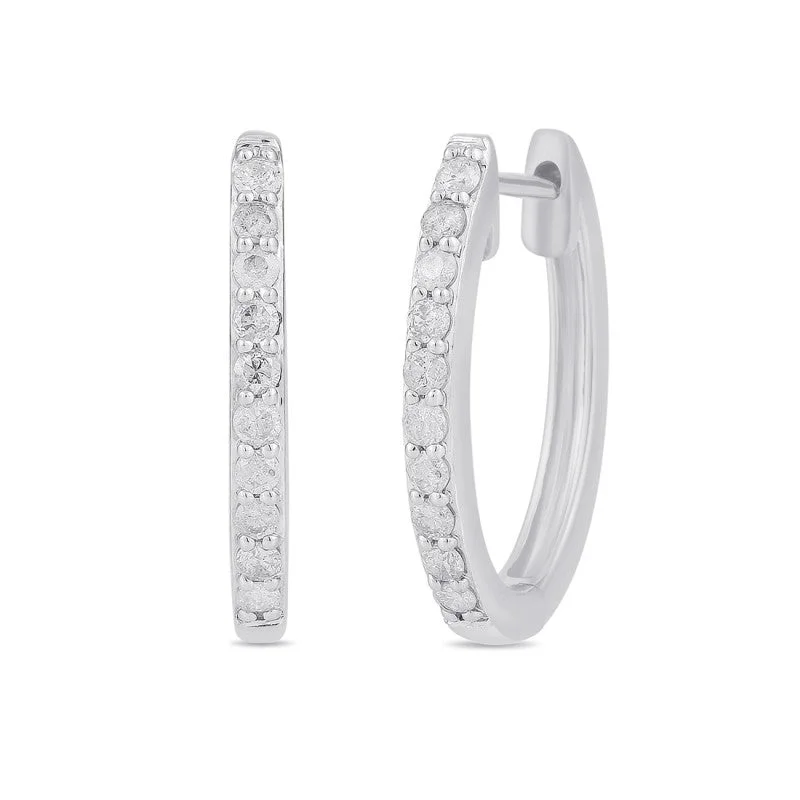 gemstone earrings for women -Tia Hoop Earrings with 1/4ct of Diamonds in 9ct White Gold