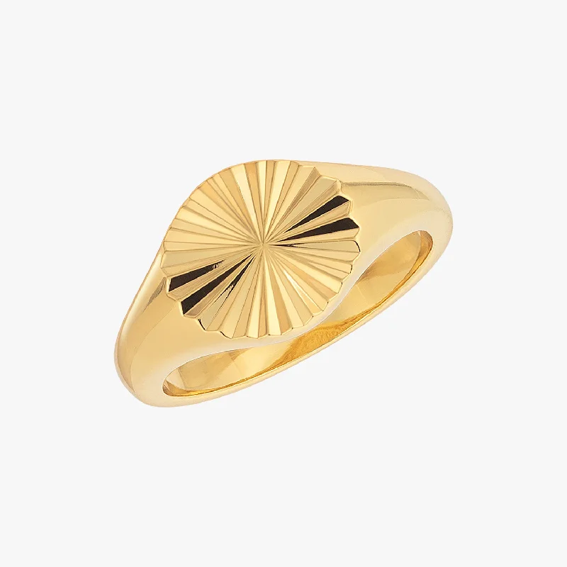 custom-designed wedding rings -Sunbeam Disc Ring Gold