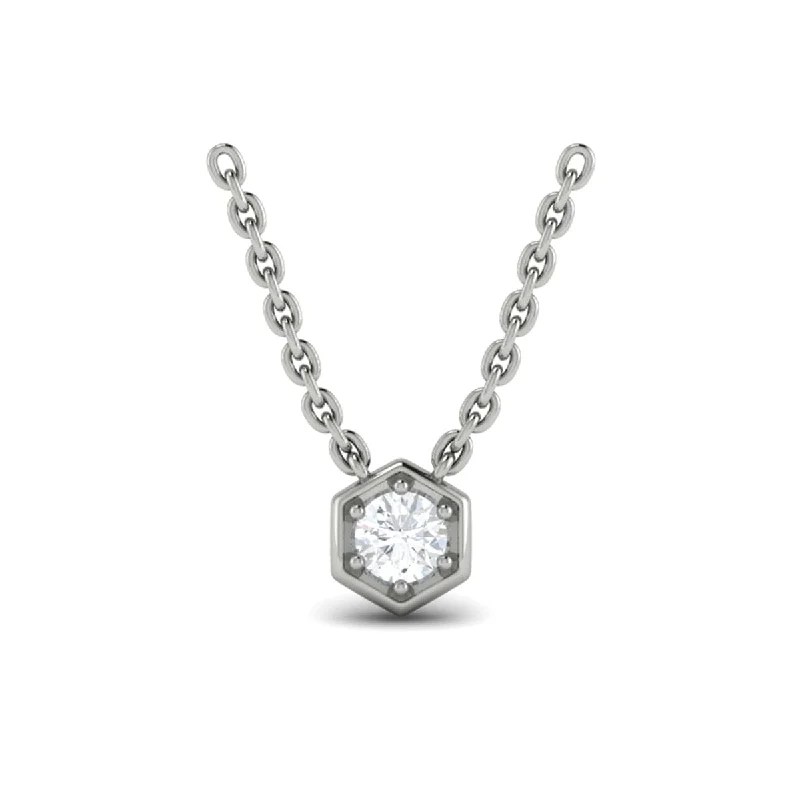 minimalist necklaces for women -Single Diamond Honeycomb Pendant Necklace