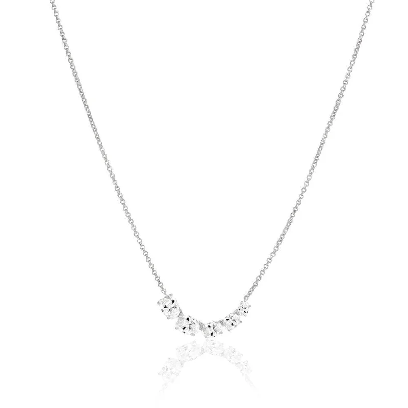 wedding necklaces for women -Ellisse Cinque Silver Necklace w. Zirconias