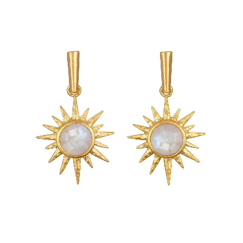 unique hoop earrings for women -North Star Moonstone Starburst Earrings