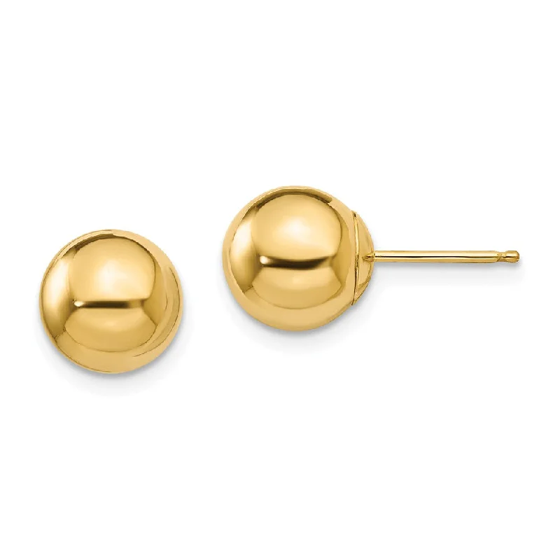 vintage earrings for women -8mm Polished Ball Friction Back Stud Earrings in 14k Yellow Gold