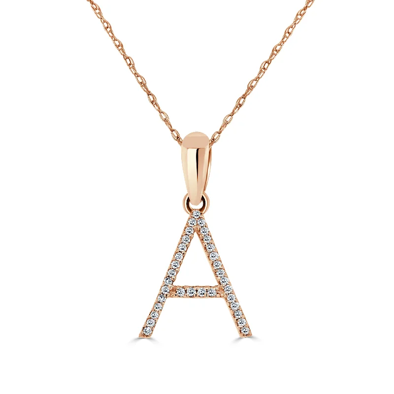 infinity necklaces for women -14k Rose Gold & Diamond Initial Necklace