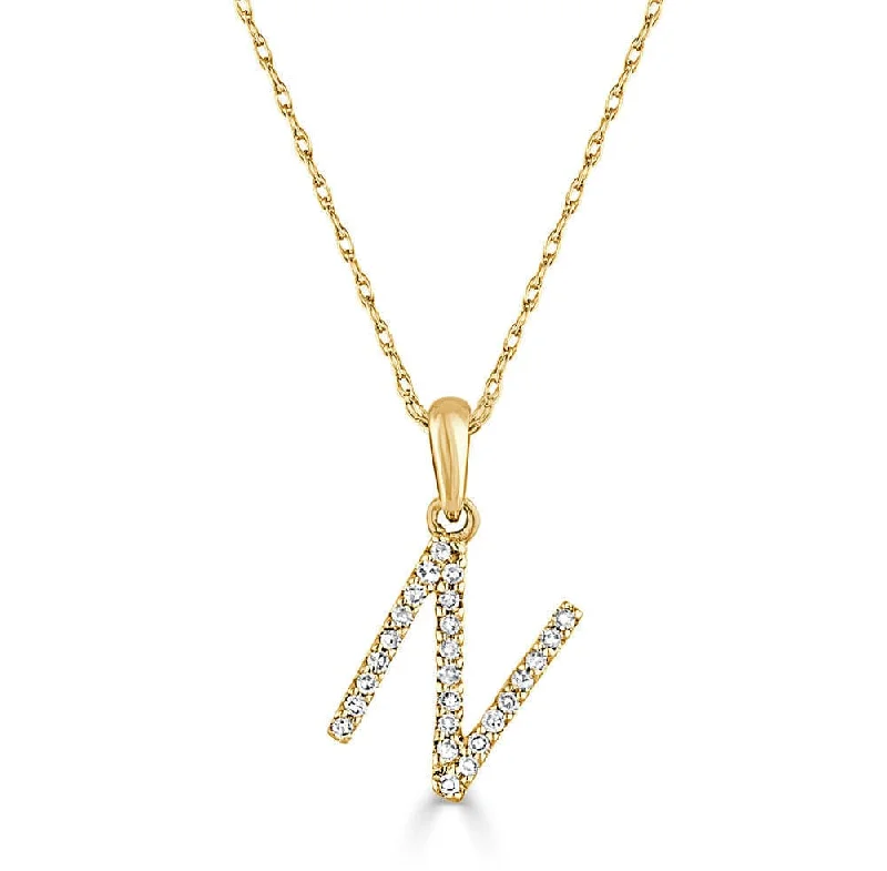 diamond necklaces for women -14k Gold & Diamond Initial Necklace - N