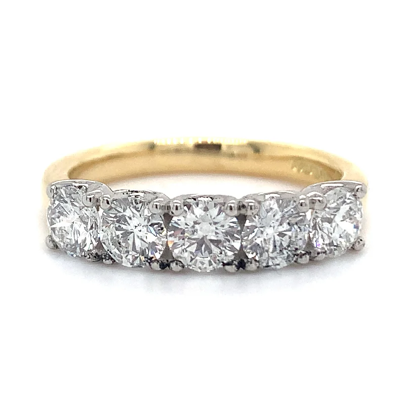 ruby rings for women -18ct Yellow Gold 1.30ct Laboratory Grown 5 Stone Diamond Eternity Ring