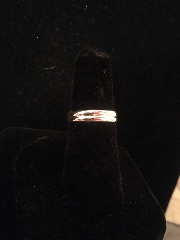 silver cocktail rings for women -12 gauge double half Ring